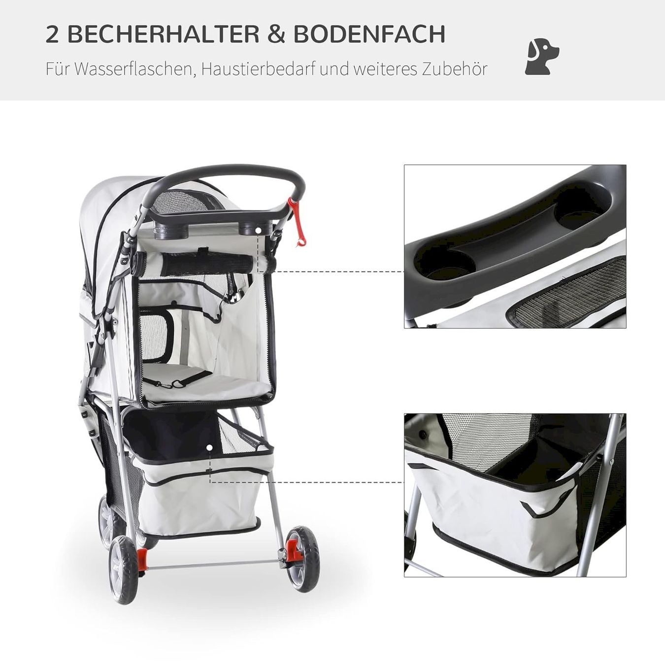 Gabbie, trasporto & Sicurezza: PawHut Hundewagen grau – Nuovo e nell'imballaggio originale da Bottighofen venduto da zaap 5