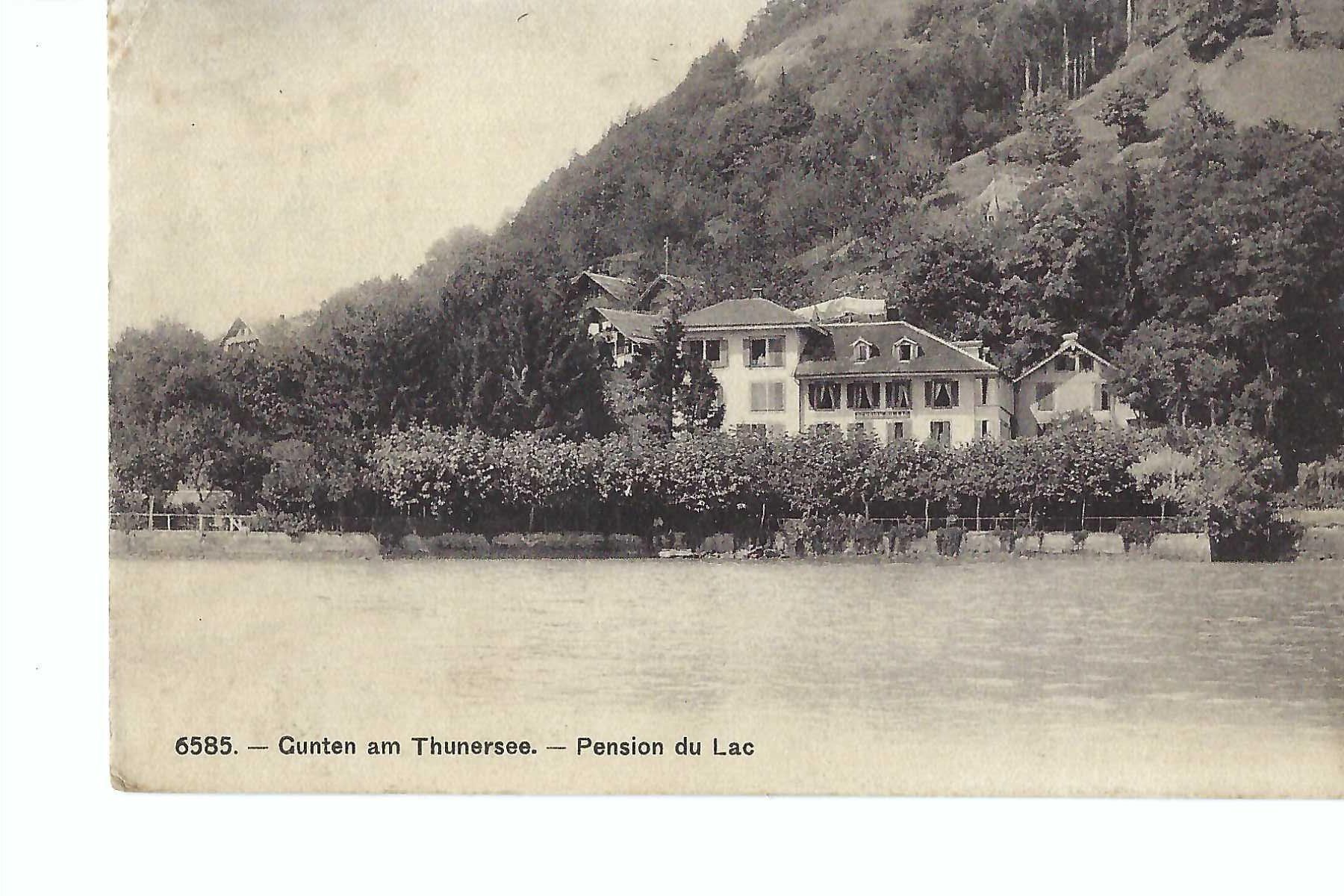 Cartoline postali: GUNTEN am Thunersee, Pension du Lac, 1908 – Usato da Thun venduto da 44wart