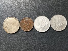 4 italienische Münzen 1920  bis 1973