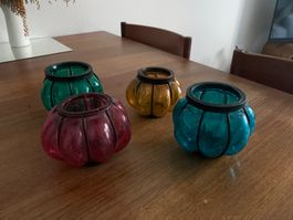4 orientalische Glas Windlichter