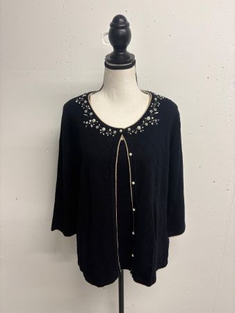 Elegantes Twinset von Leo&Ugo GR. 44 blau Perlen bestickt