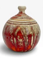 Joli pot couvert en grès émaillé fabrication artisanale 1960
