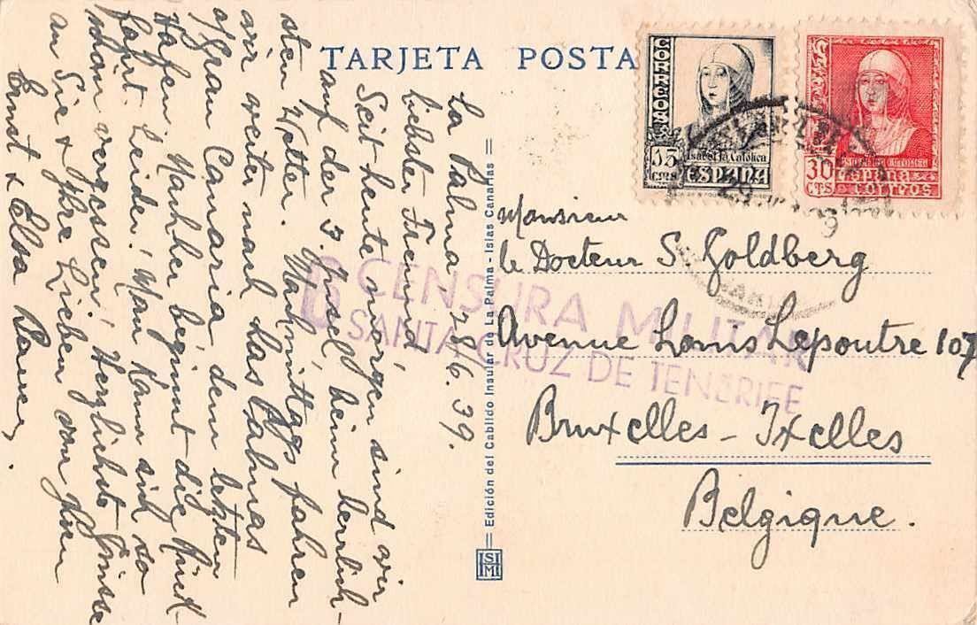 Cartoline postali: Exotische Ansichtskarte la PALMA 1939 – Usato da Winterthur venduto da SchatzchischtliWinti 1