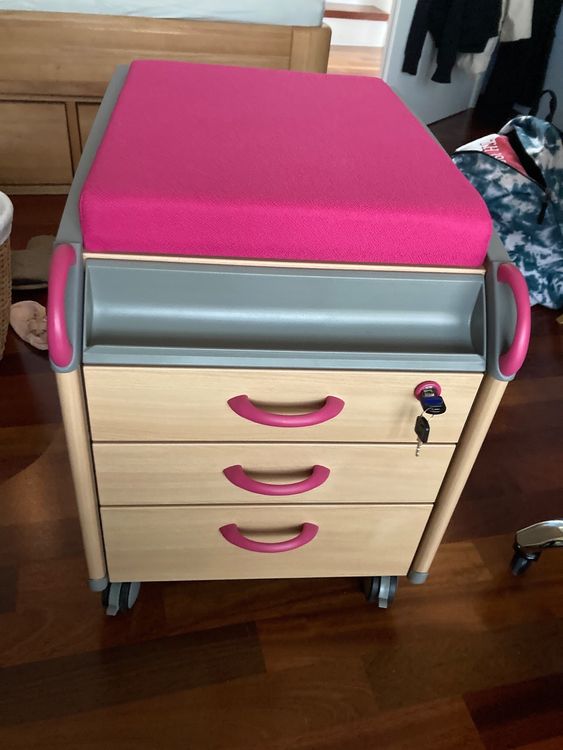 Moll container sur roulettes avec coussin en rose | Acheter sur Ricardo