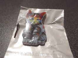 Brosche Katze farbig, sitz Rinhoo (Nr.1)
