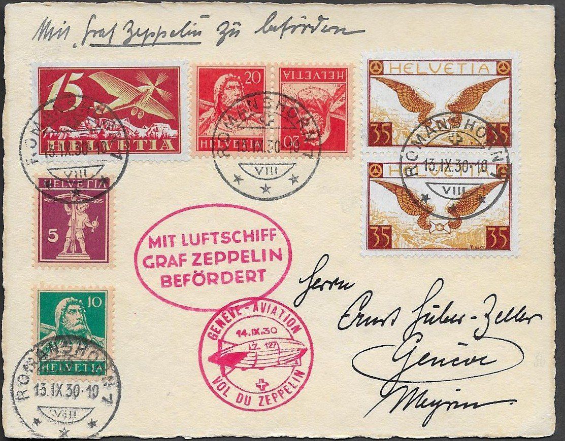 1930 Zeppelin GENF Fahrt o ROMANSHORN hochwertig TOP ab 1.- (Gebraucht ...
