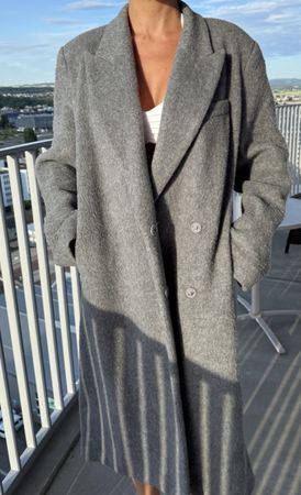 Cooler Oversized Woll-Mantel grau Grösse M
