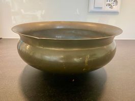 Old solid brass bowl Messing Vintage Schale Übertopf gemarkt