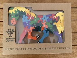 Holz-Puzzle Pferd mit Buchstaben, tolles Lernspielzeug!