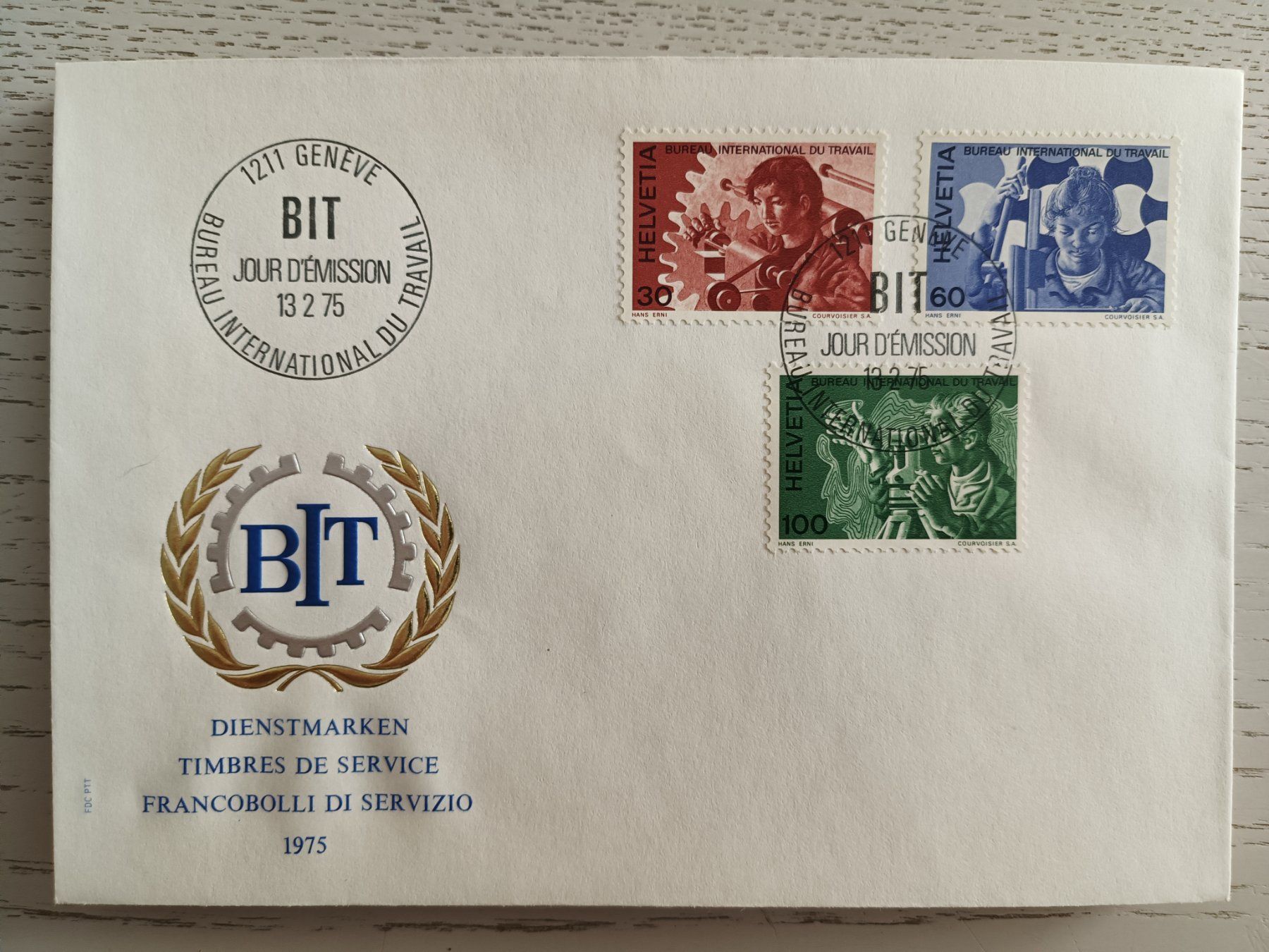Alle Briefmarken: 1975 FDC Internationales Arbeitsamt – Gebraucht aus Dübendorf von goeggi79