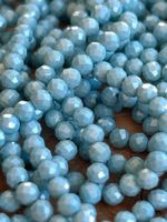 Strang zirkonia facettiert ocean blue opaque 3 mm