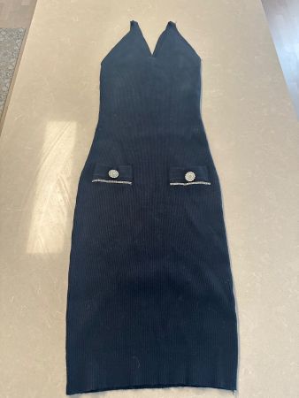Figurbetontes Strickkleid Schwarz