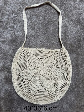 Sac plage bohème en crochet 40x36 cm