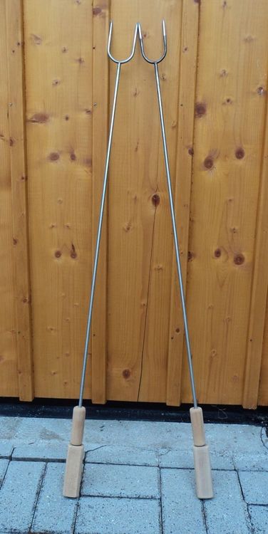 Fleischgabel Edelstahl Mit Holzgriff - 26,5cm Grillgabel Profi