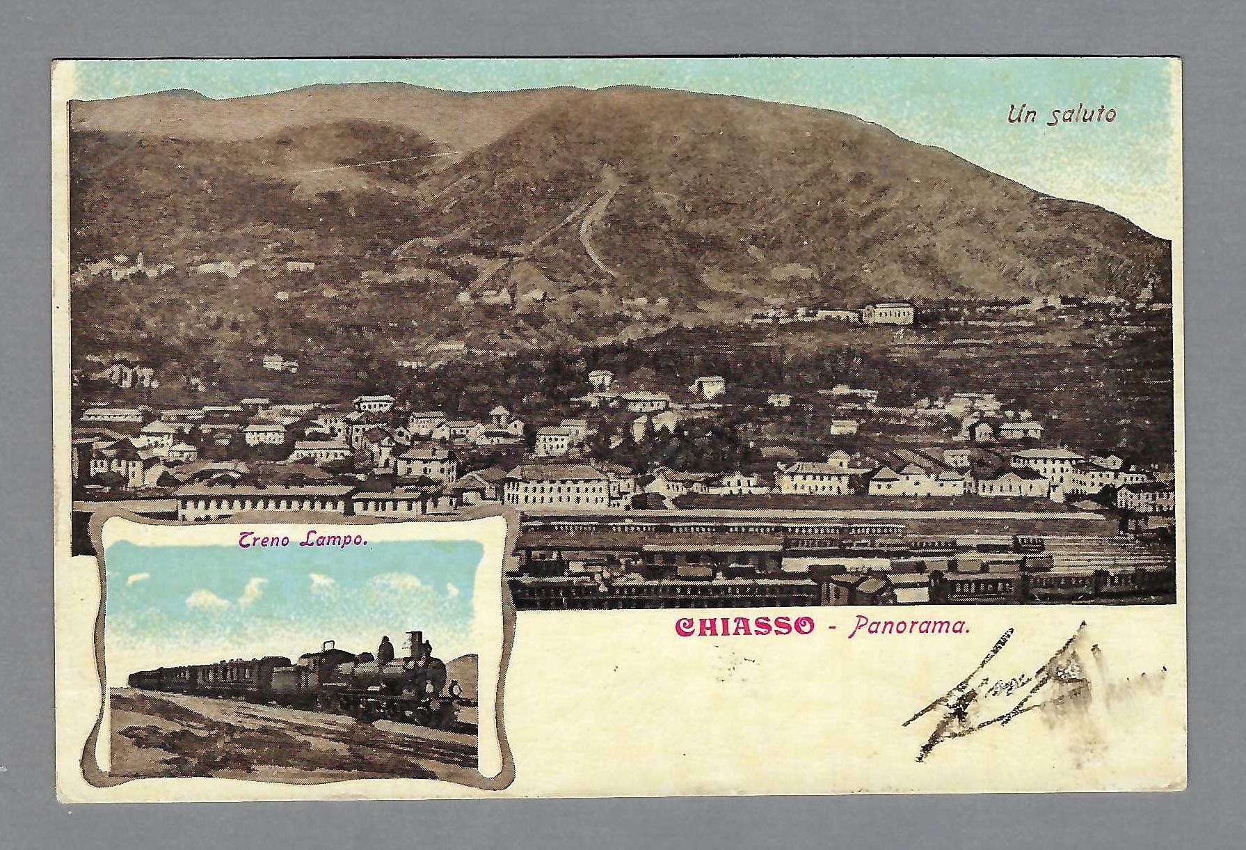 Cartoline postali: 1909, CHIASSO, STAZIONE E TRENO LAMPO – Usato da Pura venduto da ulisse1957