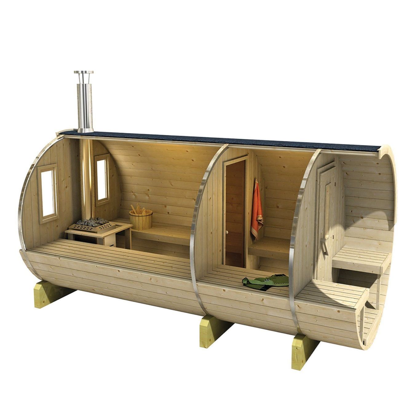 Sauna & Accessori: Fass-Sauna mit Vorraum – Nuovo e nell'imballaggio originale da Diepflingen venduto da Der_billige_max 4