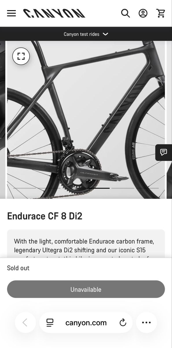Canyon Velos: Canyon endurace CF 8 Di2 black medium 56cm – Gebraucht aus Zürich von gva_r9gs 7