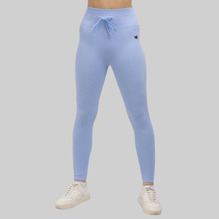Sport Leggings Damen High Waist Seamless Hell Blau L YAKWARY