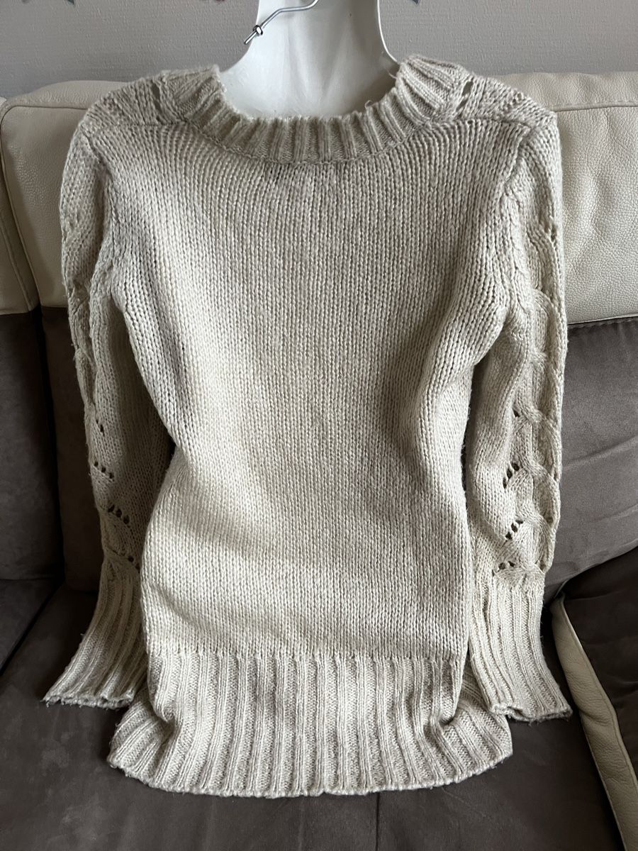C&A Pullover & Sweatshirts: Pull long ajouré en maille beige en laine clockhouse M – Gebraucht aus Genève von Libellule477 2