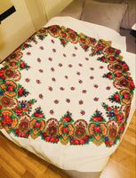 Vintage Floral Huge Scarf - 100% viscose - Ukrainian retro