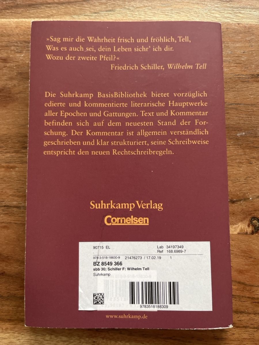Libri: Friedrich Schiller: Wilhelm Tell – Usato da Niederdorf venduto da Fay1993 1