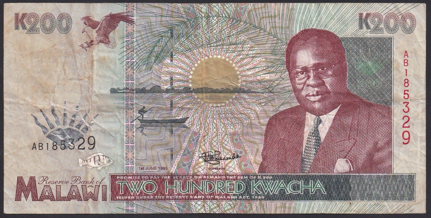 Banknoten: Malawi 200 Kwacha 1995 selten – Gebraucht aus Brugg AG von banknoten_muesli
