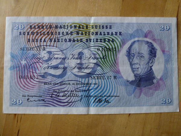 Banknoten: ++ 20.- Franken 18. Dezember 1958 – Gebraucht aus Walkringen von Casablanca777