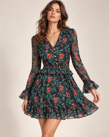 The Kooples – robe 100% soie – XS/S – imprimé floral