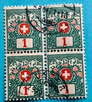  Viererblock Schweizer Wappen und Alpenrosen Stempelt    