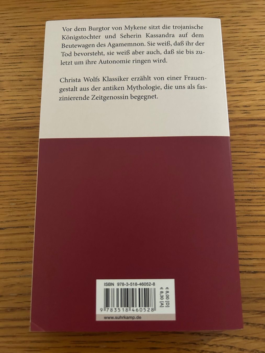 Libri: Christa Wolf – Kassandra | Erzählung – Usato da Oberkulm venduto da angela_05 1