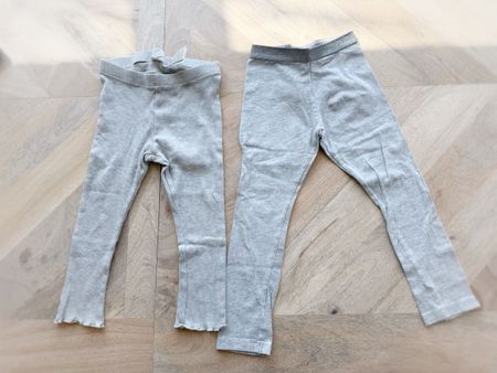 2 graue Leggins, Gr. 98 und 98/104