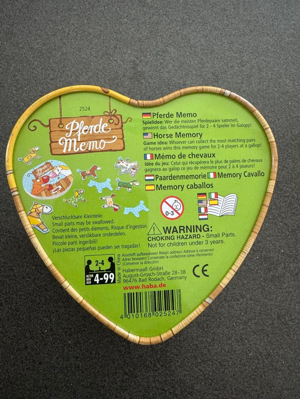 Haba Giochi: HABA Pfrede Memo 2010 in Blechbox "Herz" No.55 – Usato da Fribourg venduto da tschjoly 1