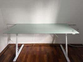 Glass Top Desk White Frame Used Condition