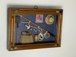 Bild Miniatur Fischerei Szene im Rahmen, Vintage Art