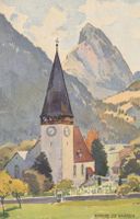 Kirche zu Saanen-Künstler-Karte-1922