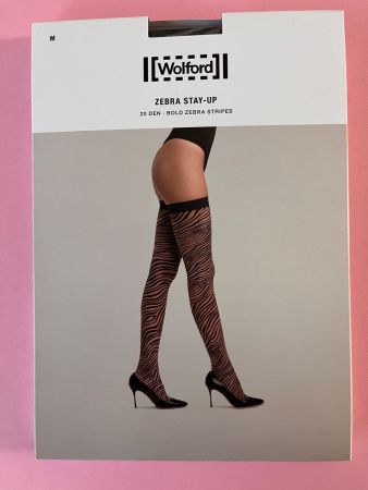 Wolford Halterlose Strümpfe ZEBRA STAY-UP,  Gr. M, beige/sch