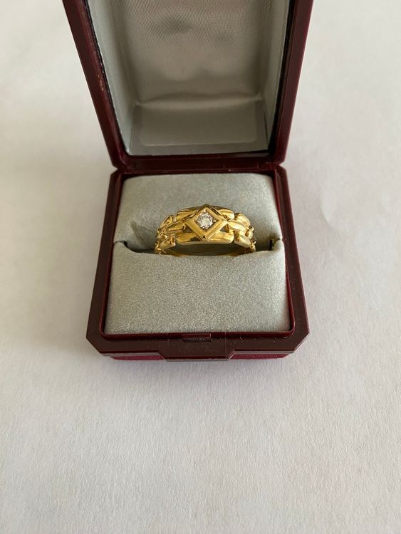 Echte 9CT Gelbgold Babys Ring Babys Herz CZ Ring A-M Größen