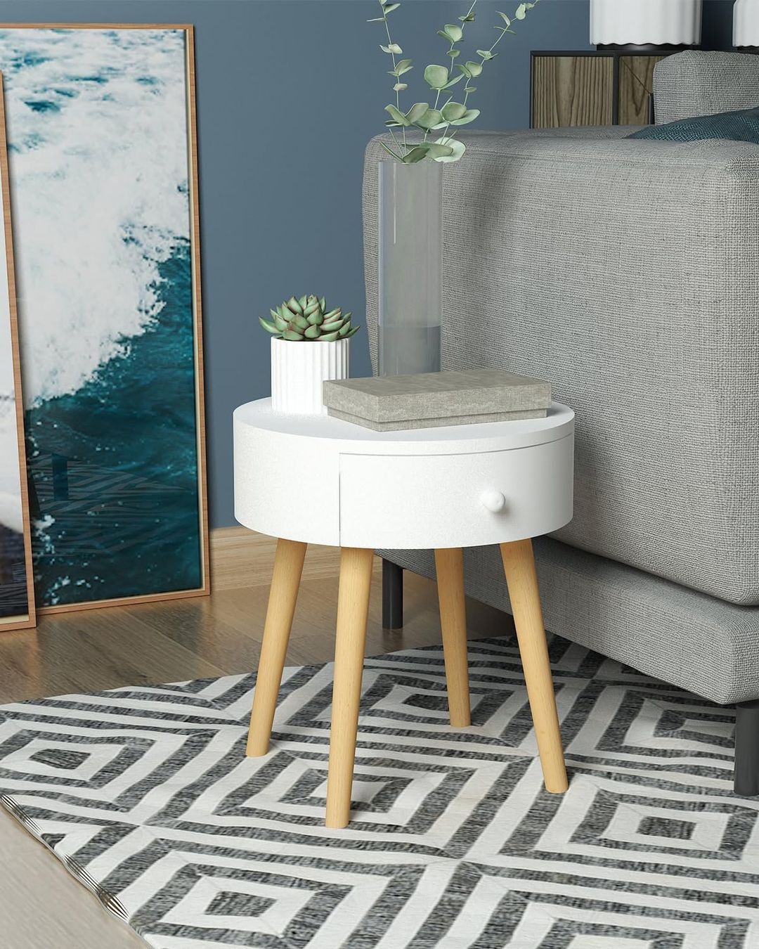 Comodini: Nachttisch mit Schublade Beistelltisch Weiss – Nuovo e nell'imballaggio originale da Kreuzlingen venduto da DealBlitz 5