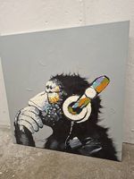 Handgemaltes Acrylbild «Schimpanse mit Kopfhörern»