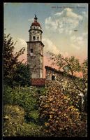 AK Morcote /Lago di Lugano, Campanile e case