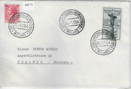 Italien 911 FDC 24.4.1954 Milano to Thalwil