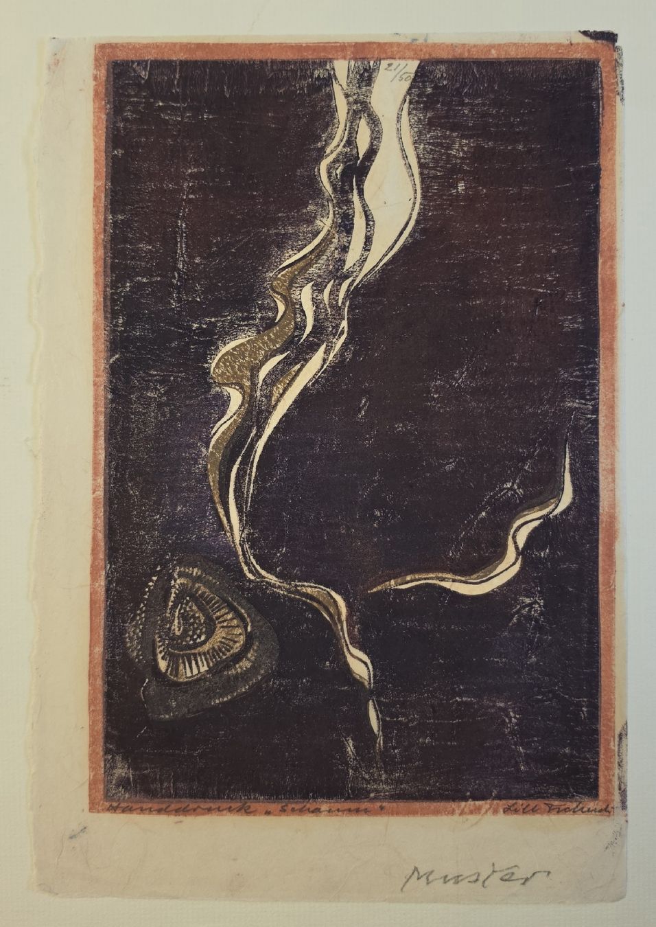 Grafiken & Lithographien: Lill Tschudi Linolschnitt,  "Schaum Muster" 33x22cm handsign – Gebraucht aus Emmenbrücke von Kunstankaufverkauf 8