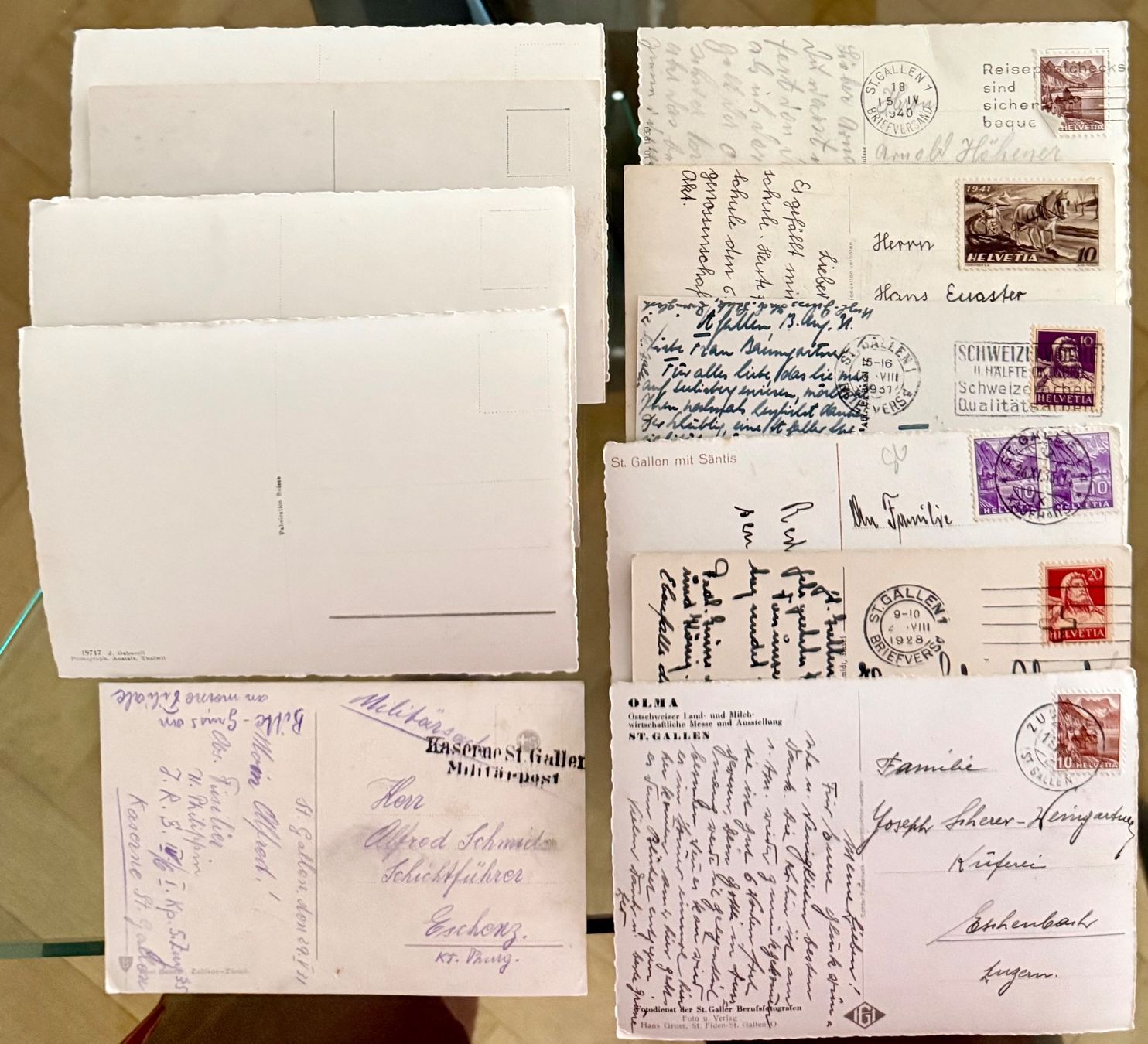 Cartoline postali: 12X AK:  St. Gallen - Panorama – Usato da Lutry venduto da Ediego 2