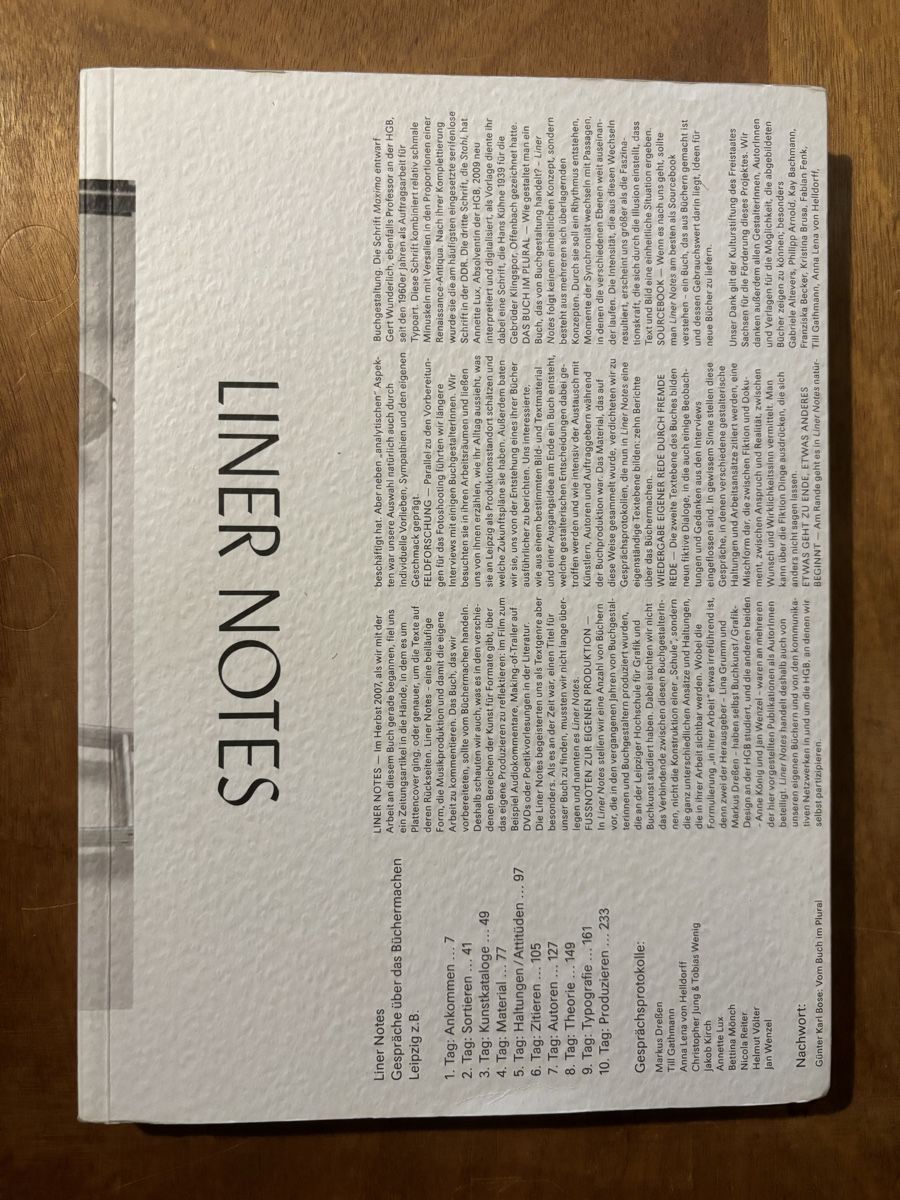 Libri: Liner Notes. Gespräche über das Büchermachen. Leipzig z.B. – Usato da Zürich venduto da WWehrle