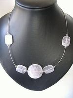 Rosa Quarz Edelstahl-Spirale Colliers
