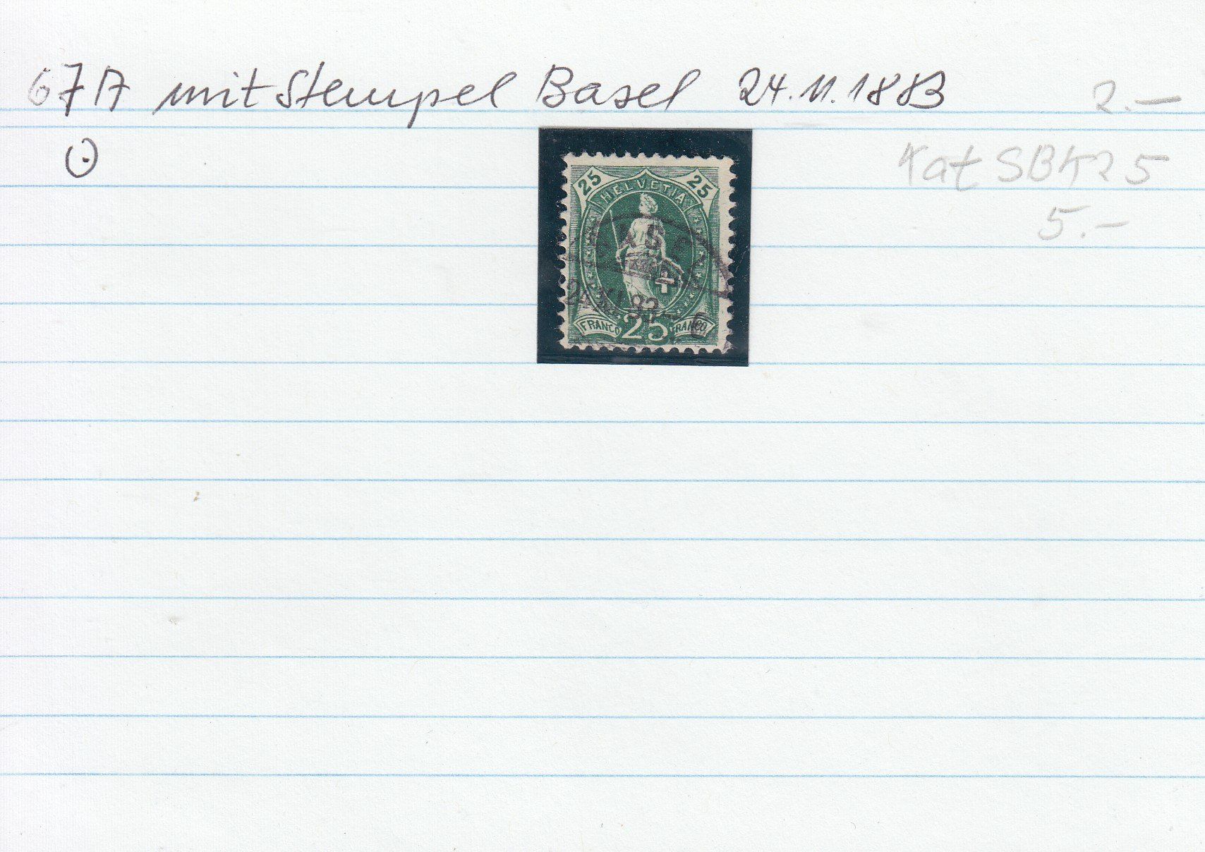 Tutti i francobolli: 67A mit Stempel Basel 24.11.1883 – Usato da Spreitenbach venduto da Lienbi01 2