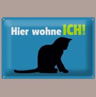 🔥 HIER WOHNE ICH Katzen Blechschild 🎀 20x30cm OVP 🔥