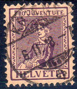Tutti i francobolli: PRO JUVENTUTE 1917 WALLISERIN GESTEMPELT - H114 – Usato da Losone venduto da EM2019