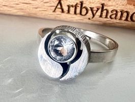 Karl Laine Finnland Ring 925 Silber Bergkristall Modernist