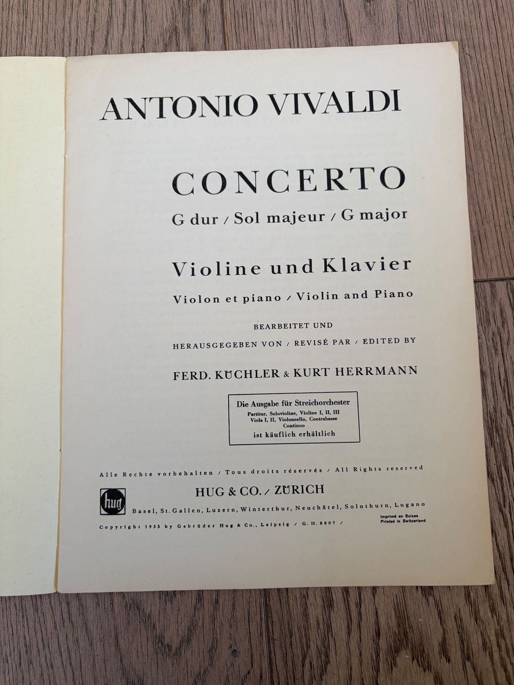 Libri: Partitur Klavier / Violine Vivaldi Concerto D-Dur – Usato da Versoix venduto da chr_2rpz 2